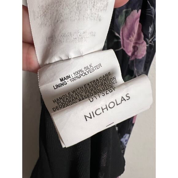 Nicholas Black Floral Silk Square Neck Smocked Maxi Dress Size 0 - Picture 15 of 15